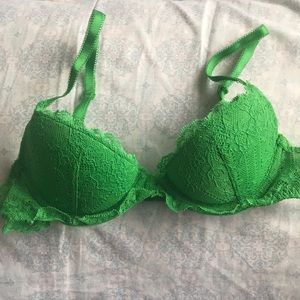 GAP GREEN LACE FAVORITE DEMI PLUNGE BRA SZ 32A